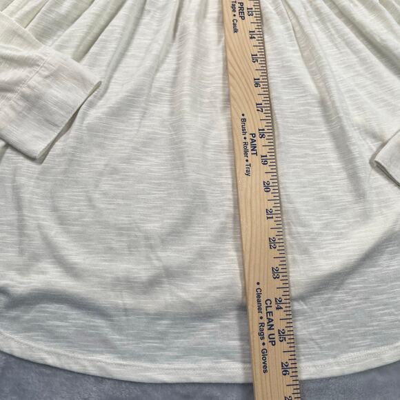 Grayson Top Medium Off-white Slub Knit Sheer Lace Trim Babydoll Long Sleeve - Picture 9 of 16